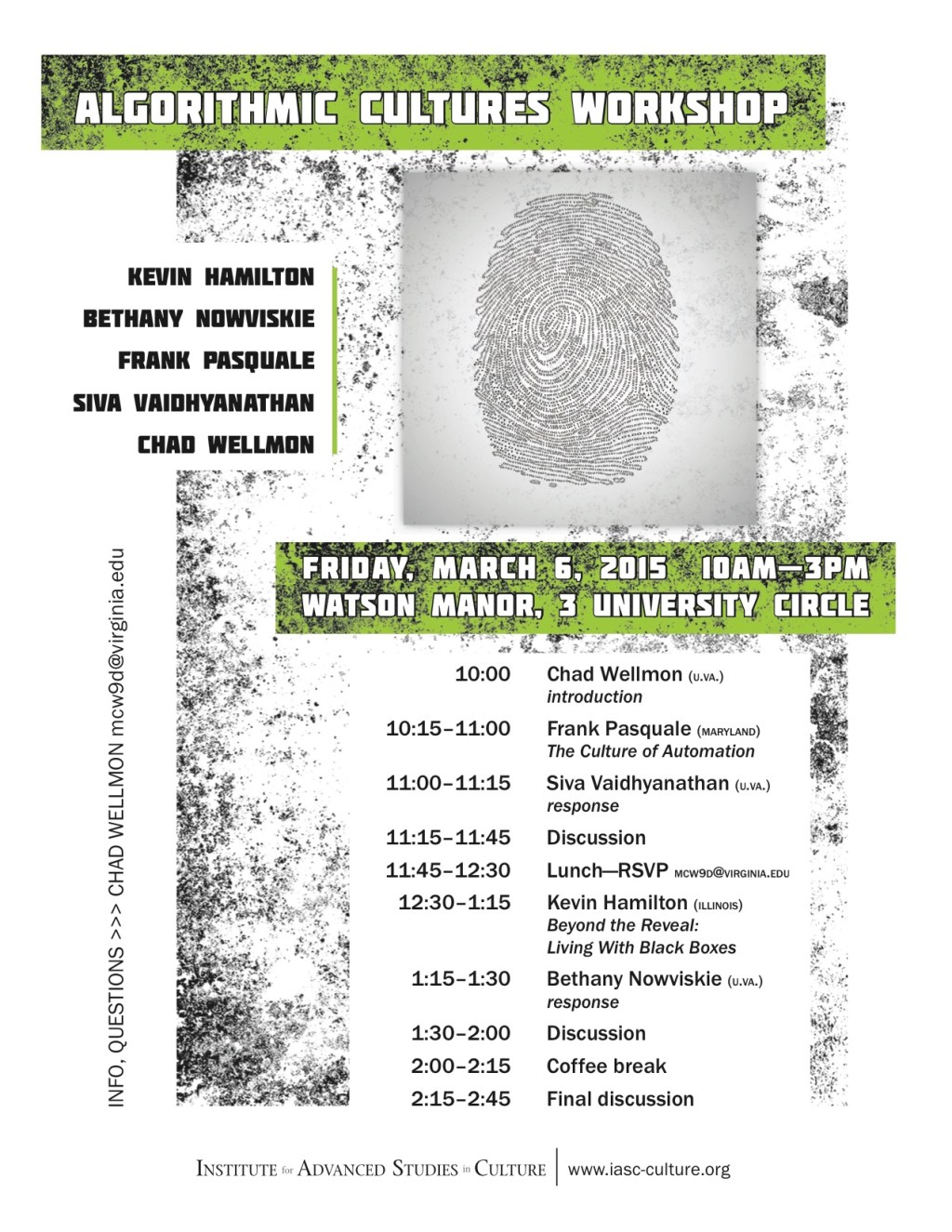 Algorithmic Cultures Workshop